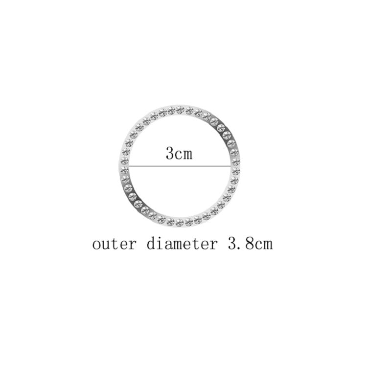 3 PCS Car Universal Interior Ignition Switch Button Decoration Sticker Decoration Circleã€Silver Diamond】