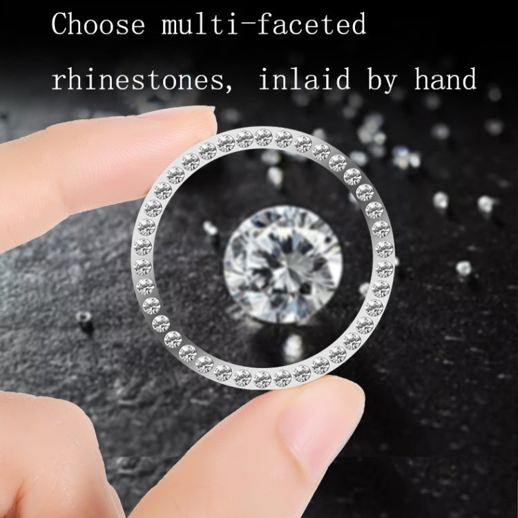 3 PCS Car Universal Interior Ignition Switch Button Decoration Sticker Decoration Circleã€Silver Diamond】