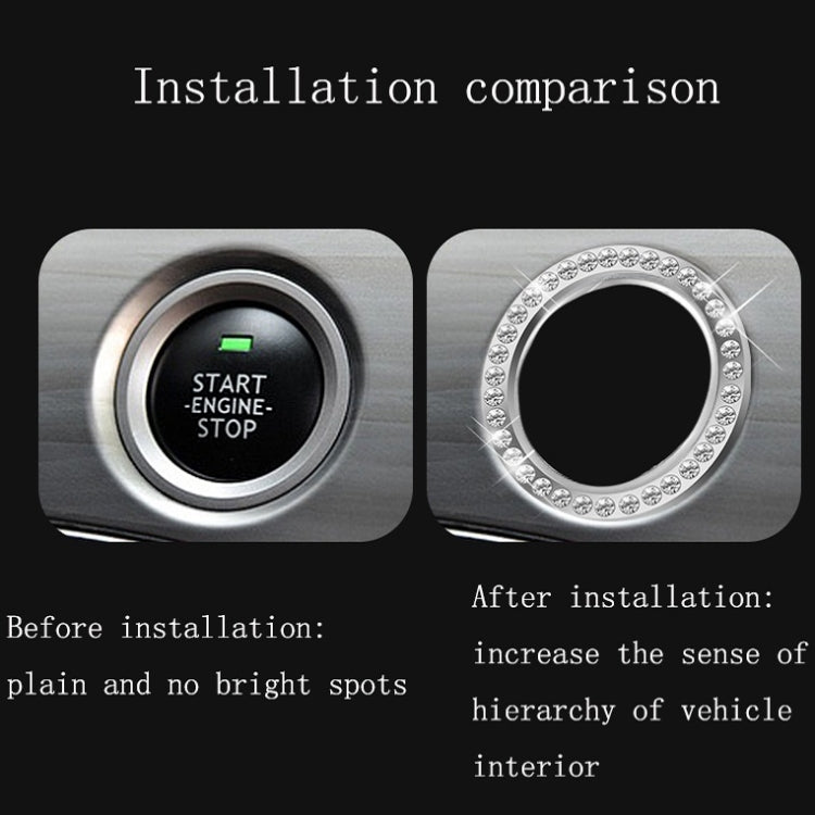 3 PCS Car Universal Interior Ignition Switch Button Decoration Sticker Decoration Circleã€Silver Diamond】