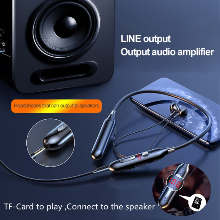 S880 Long Battery Life Neckband Wireless Bluetooth Earphone Support AUX(Black)