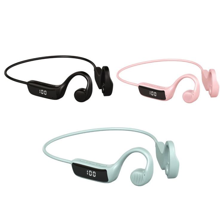 S368 Long Battery Life Bone Conduction Bluetooth 5.1 Earphone with Digital Display(Black)