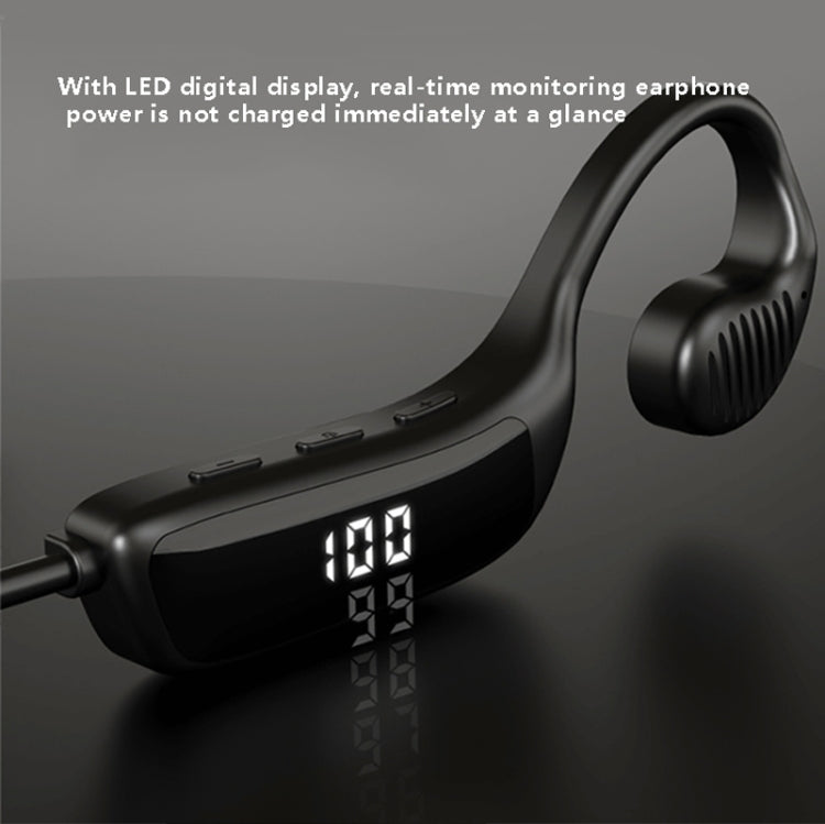 S368 Long Battery Life Bone Conduction Bluetooth 5.1 Earphone with Digital Display(Black)