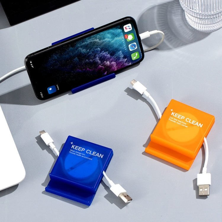2 Sets Portable Mobile Phone Data Cable Storage Box(Orange+Blue)