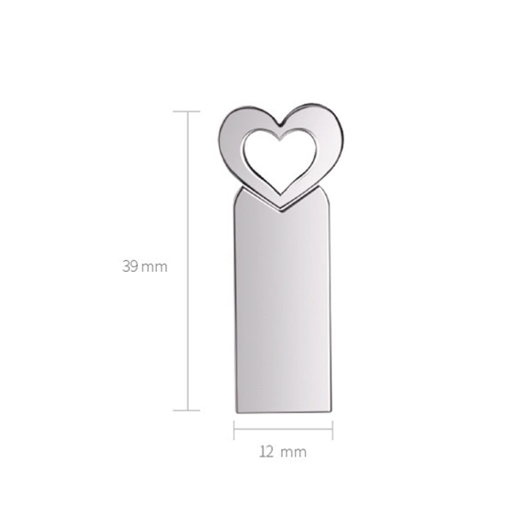 Zshqu2 Heart-Shaped USB 2.0 High Speed Metal USB Flash Drives, Capacity: 64GB(White)