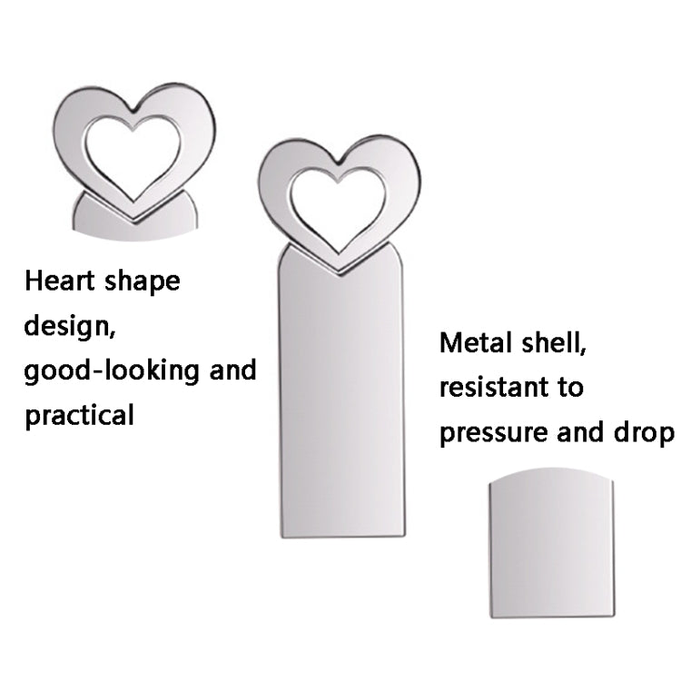 Zshqu2 Heart-Shaped USB 2.0 High Speed Metal USB Flash Drives, Capacity: 128GB(White)