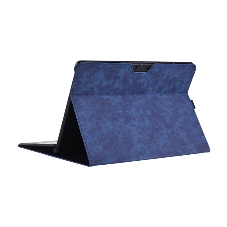 13 inch Leather Tablet Protective Case For Microsoft Surface Pro X, Color: Dark Blue + Power Bag