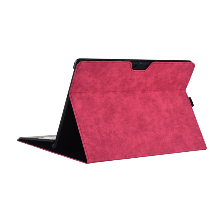 13 inch Leather Tablet Protective Case For Microsoft Surface Pro X, Color: Rose Red + Power Bag
