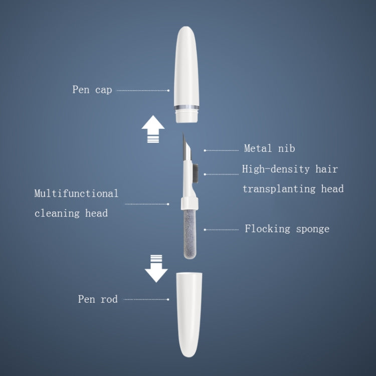 3 in 1 Bluetooth Earphone Mobile Phone Computer Cleaning Pen(White)