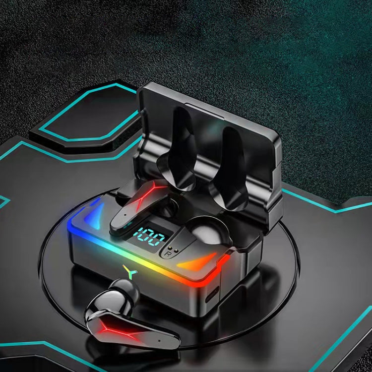 JYP-X7 TWS Bluetooth LED Display Noise-Cancelling Gaming Earphone(Black)