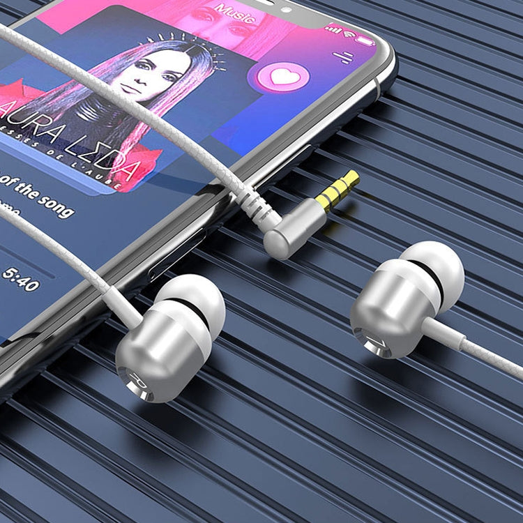 2 PCS TS6000 3.5mm Metal Elbow In-Ear Wired Control Earphone with Mic