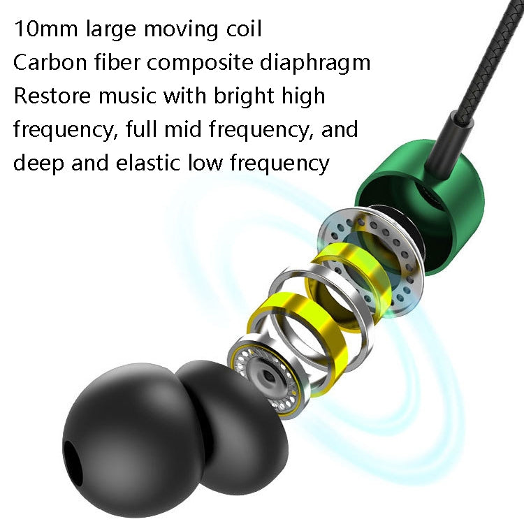 2 PCS TS6000 3.5mm Metal Elbow In-Ear Wired Control Earphone with Mic
