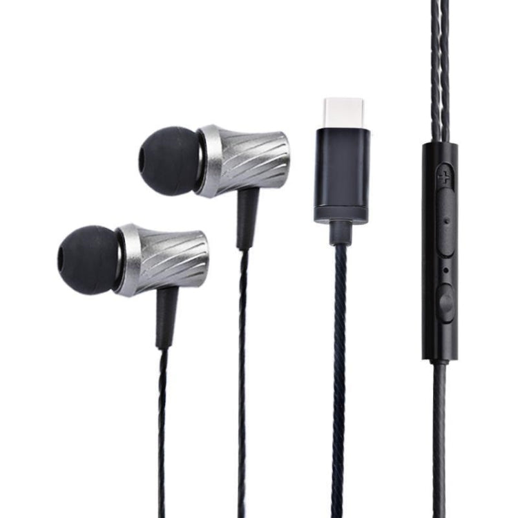 2 PCS TS1812 Type-C Plug In-Ear Digital Wired Earphone With Mic(Black)