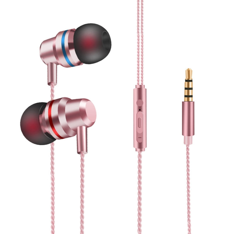 2 PCS TS8 3.5mm In-Ear Metal Wired Control Phone Earphone