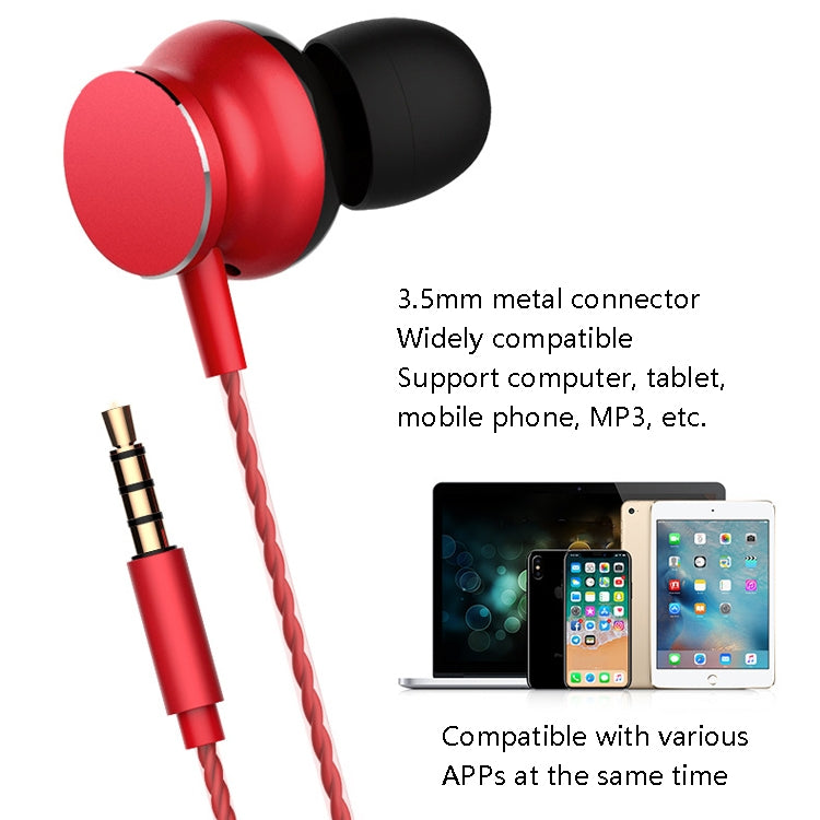 2 PCS TS118 3.5mm Metal In-Ear Wired Game Earphone