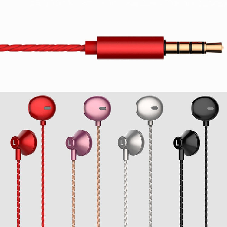 2 PCS TS720 3.5mm Heavy Bass Metal Earbud Wired Earphone