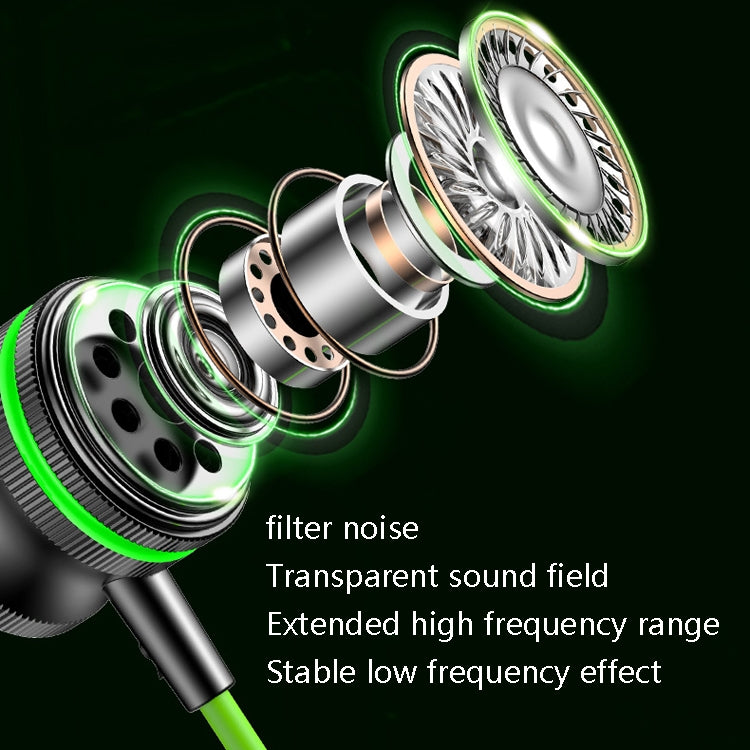 TS6600A USB-C / Type-C In-Ear Heavy Bass Wire Control Game Earphone, Cable Length: 1.2m(Green)