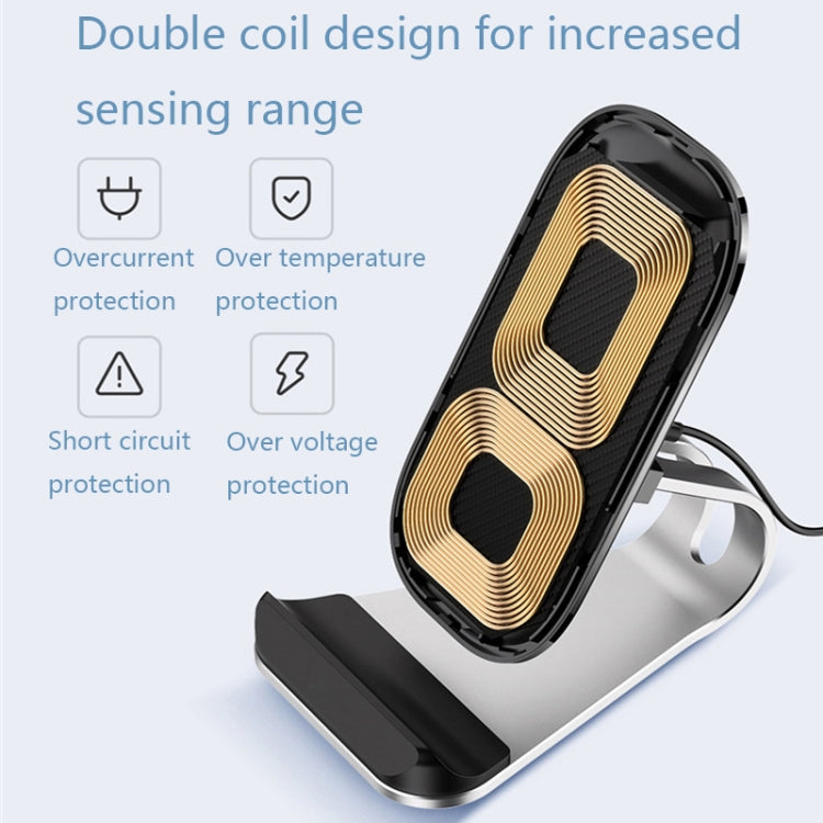 Z01 15W Multifunctional Desktop Wireless Charger with Stand Function, Spec: MCU (Silver)