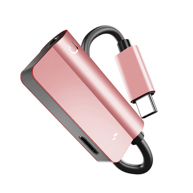 2 PCS 2 in 1 Type-C to Type-C + 3.5mm Headphone Audio Adapter