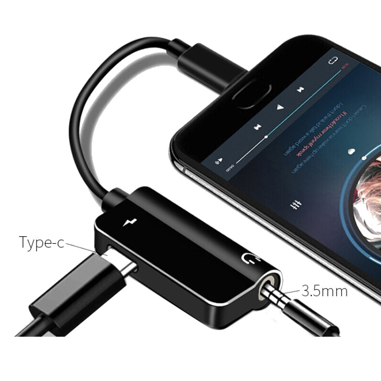 2 PCS 2 in 1 Type-C to Type-C + 3.5mm Headphone Audio Adapter