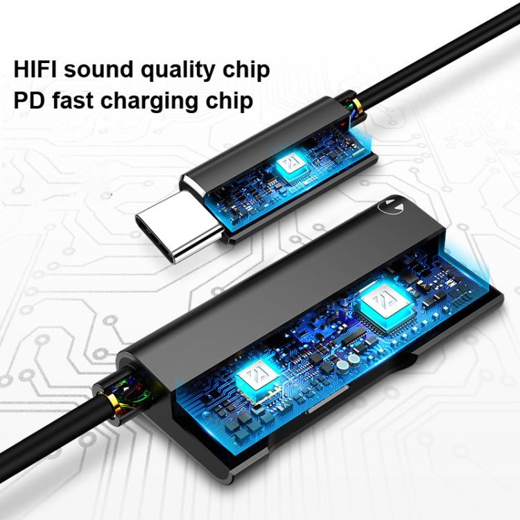 2 PCS 2 in 1 Type-C to Type-C + 3.5mm Headphone Audio Adapter