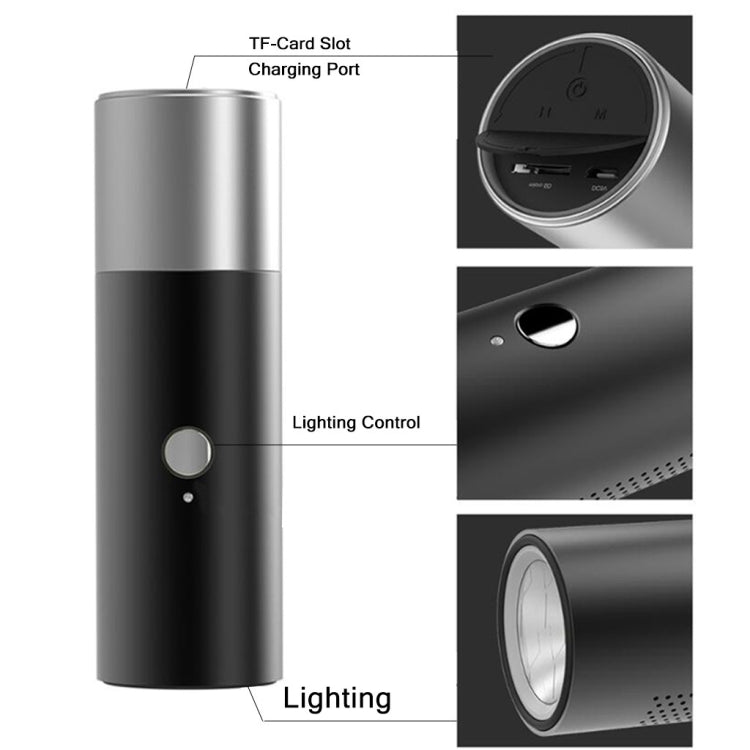 BT201 Small Steel Gun Flashlight Bluetooth Speaker Outdoor Waterproof Metal Small Speaker