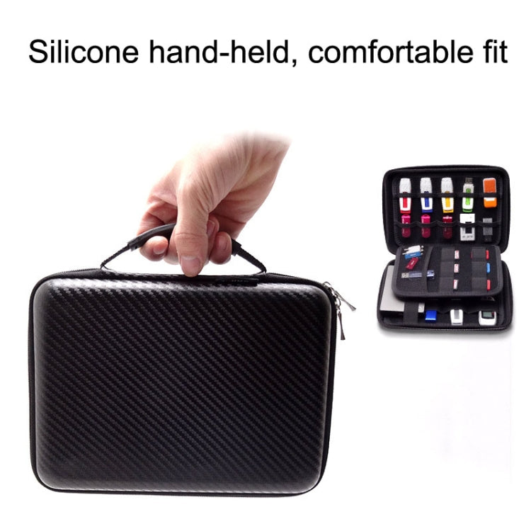 GH1319 EVA Large Capacity Electronic Digital Accessories Storage Bag(Carbon Fiber Black)