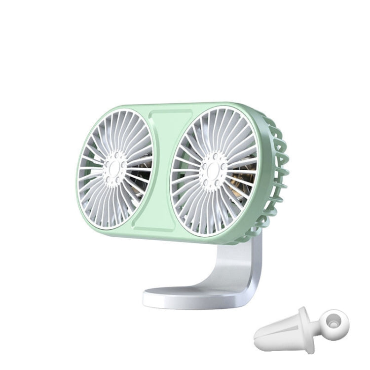 F211 Car Double Head With Led Electric Fan Car Air Outlet Instrument Panel USB Mini Fan