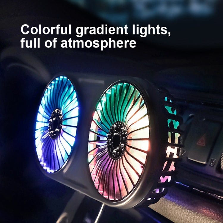 F211 Car Double Head With Led Electric Fan Car Air Outlet Instrument Panel USB Mini Fan
