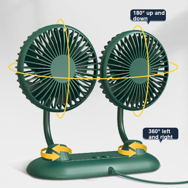 F503 Double Head Hose USB Car Mini Fan Home Car Dual-purpose Multi-function Fan