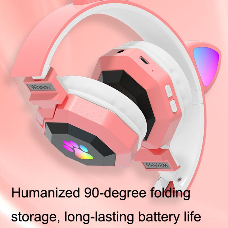 LS020 Glowing Folding Cat Ears Wireless Bluetooth Sports Headset