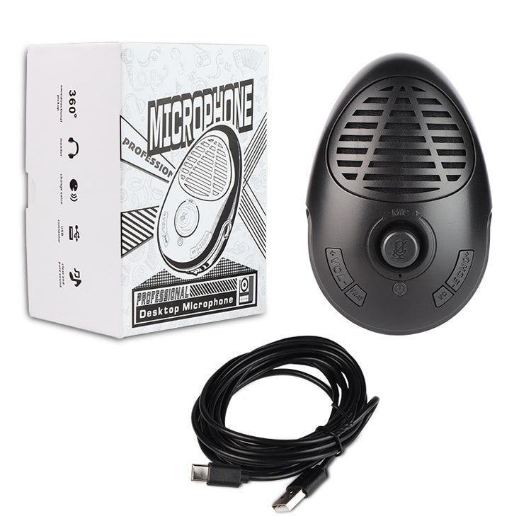 RGB Lights USB Computer Microphone Built-In Speaker Desktop Microphone(Black)