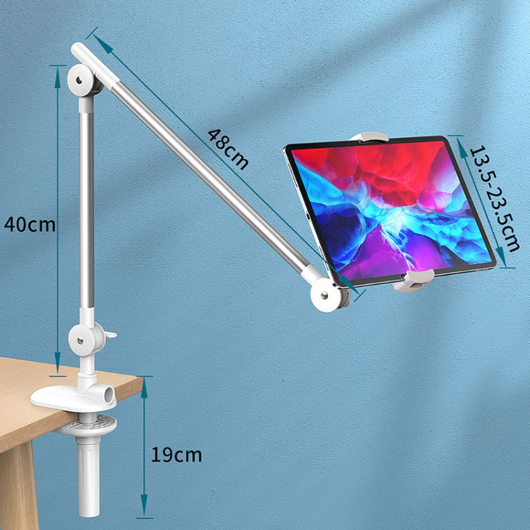 JHD-339 Tablet Mobile Phone Lazy Bracket Folding Storage Adjustable Desktop Bracket(White)