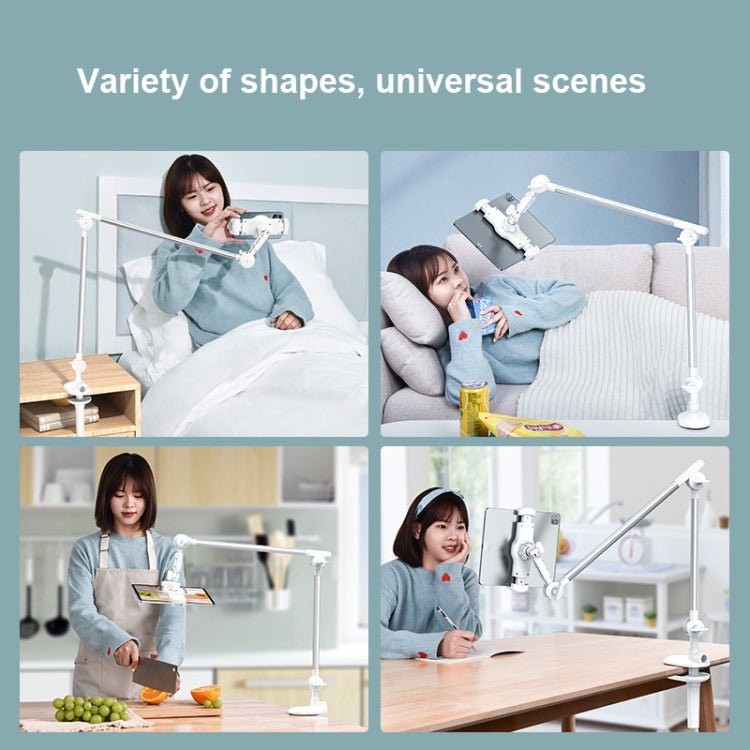 JHD-339 Tablet Mobile Phone Lazy Bracket Folding Storage Adjustable Desktop Bracket(White)
