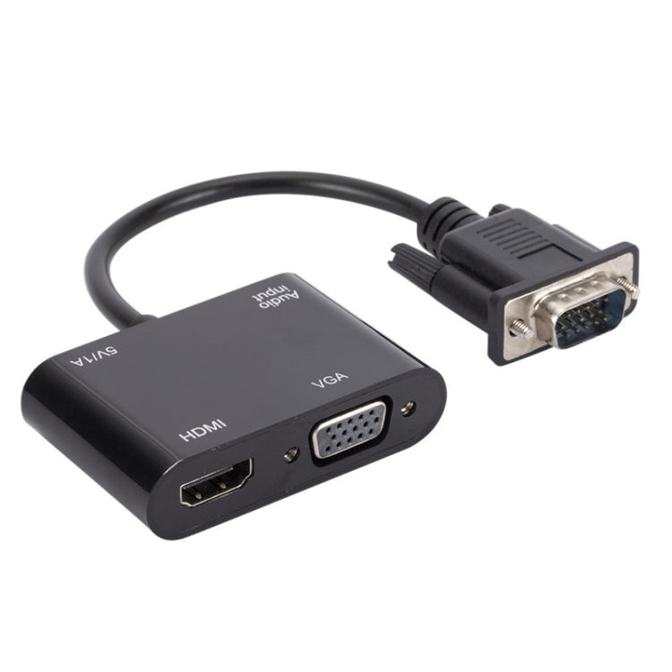 VGA To HDMI+VGA Splitter With 3.5mm Audio Support Dual Display For PC Projector HDTV