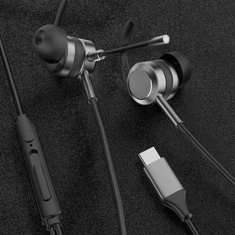 Heavy Bass Metal Wired Double Microphone Electric Versus Headphones, Colour: Type-C Interface