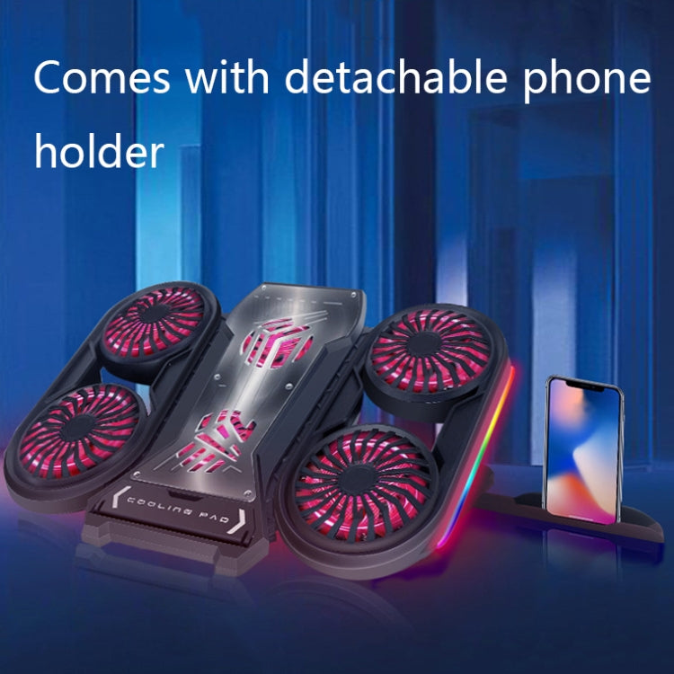 NUOXI Q6 RGB Lighting Effect Laptop Radiator with Phone Holder