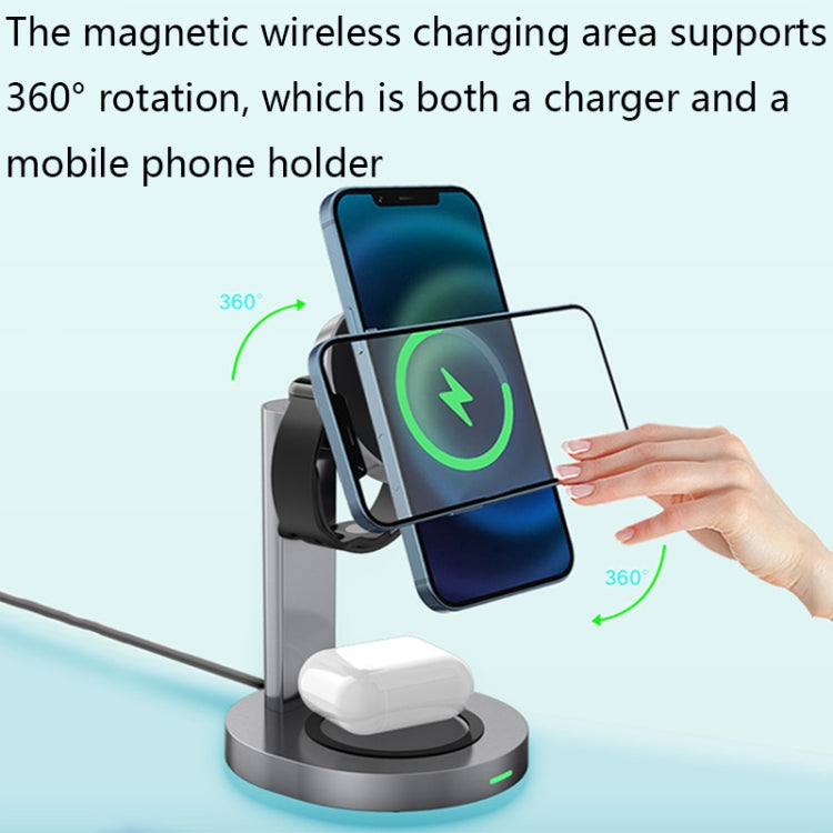 F6 3 In 1 Wireless Magnetic Mobile Phone Charger(Grey)