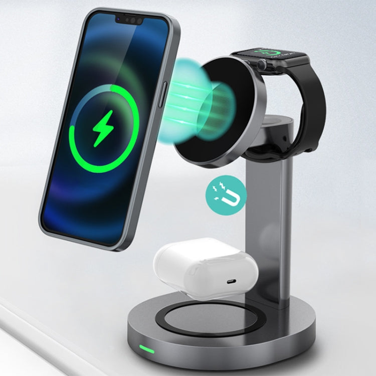 F6 3 In 1 Wireless Magnetic Mobile Phone Charger(Grey)