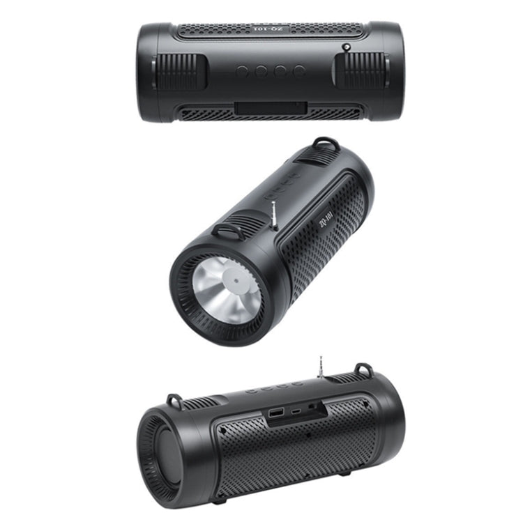 ZQ101 Outdoor FM Radio Bluetooth Speaker with Flashlight Function(Dazzling Black)