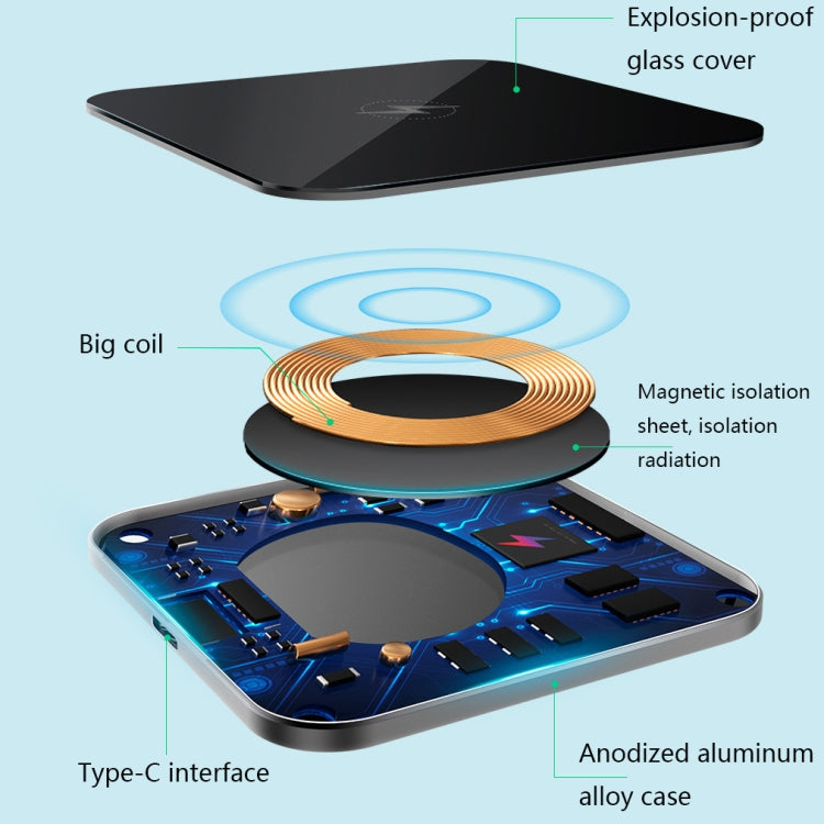 WX03 15W Desktop Mobile Phone Wireless Fast Charger(Tint Color)