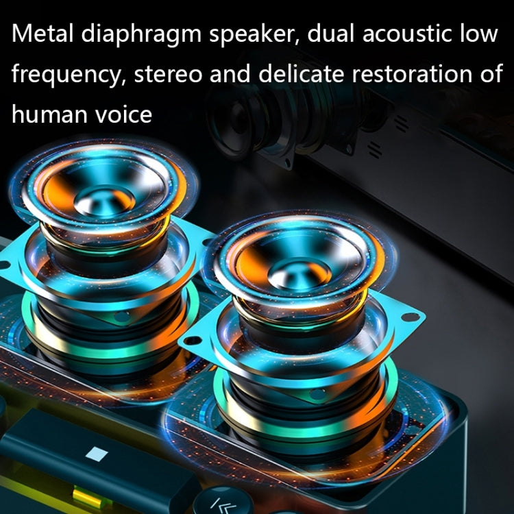 V18 Keyboard Design Colorful LED Bluetooth Speaker with Alarm Clock Function(Cool Black)