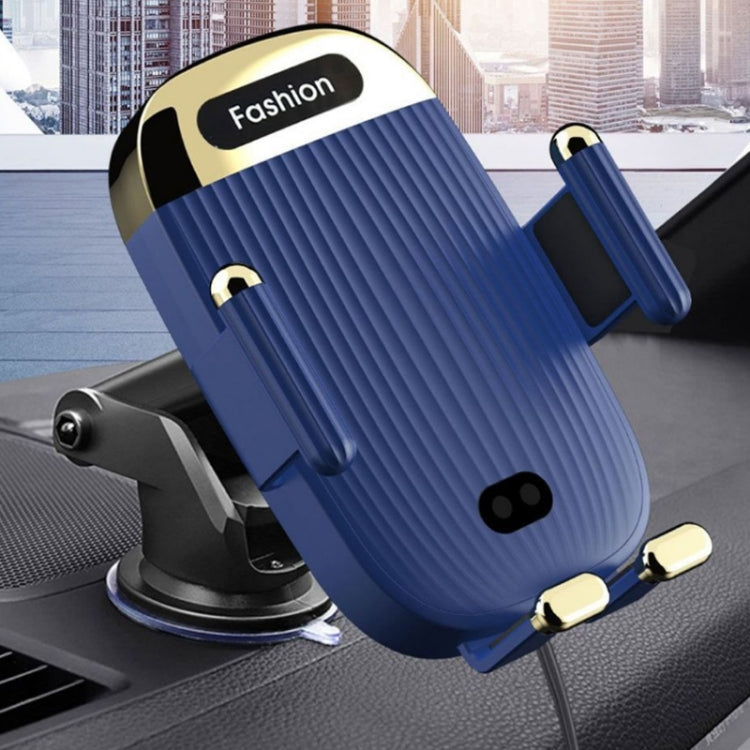 S18 15W Car Wireless Charger Phone Holder, Color: Blue With Suction Cup Bracket