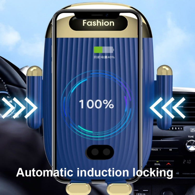 S18 15W Car Wireless Charger Phone Holder, Color: Blue With Suction Cup Bracket