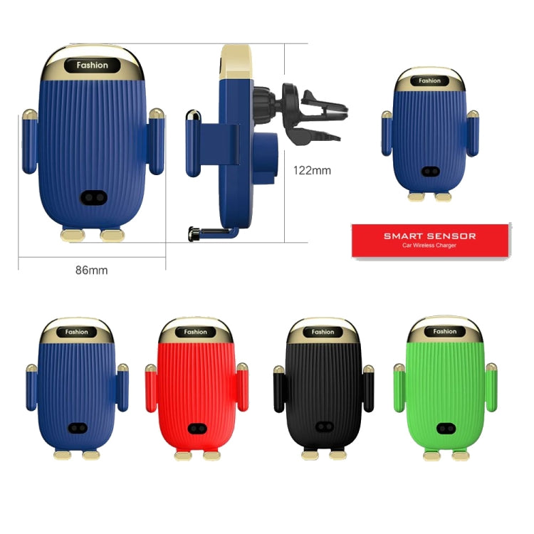 S18 15W Car Wireless Charger Phone Holder, Color: Green With Suction Cup Bracket