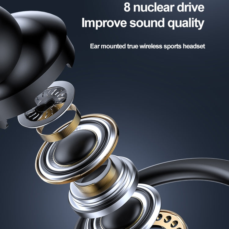 A1S Bluetooth Earphone Hanging Ear Incorporation True Sound Sports Single Ear Headset(Black)