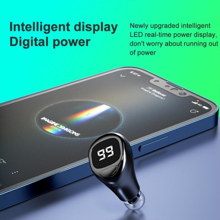 F6 Bluetooth Headset Mini Invisible Ear Business Digital Display Earphone(Black)