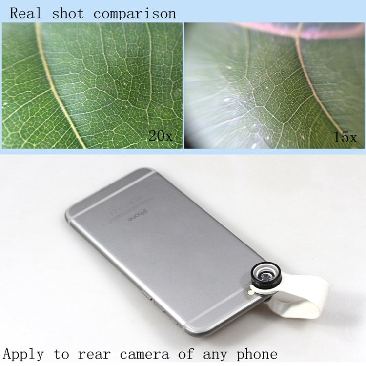 Universal Mobile Phone Macro Lens 20 Times Amplifies Large Macro Camera Clip Lens(White Clip)