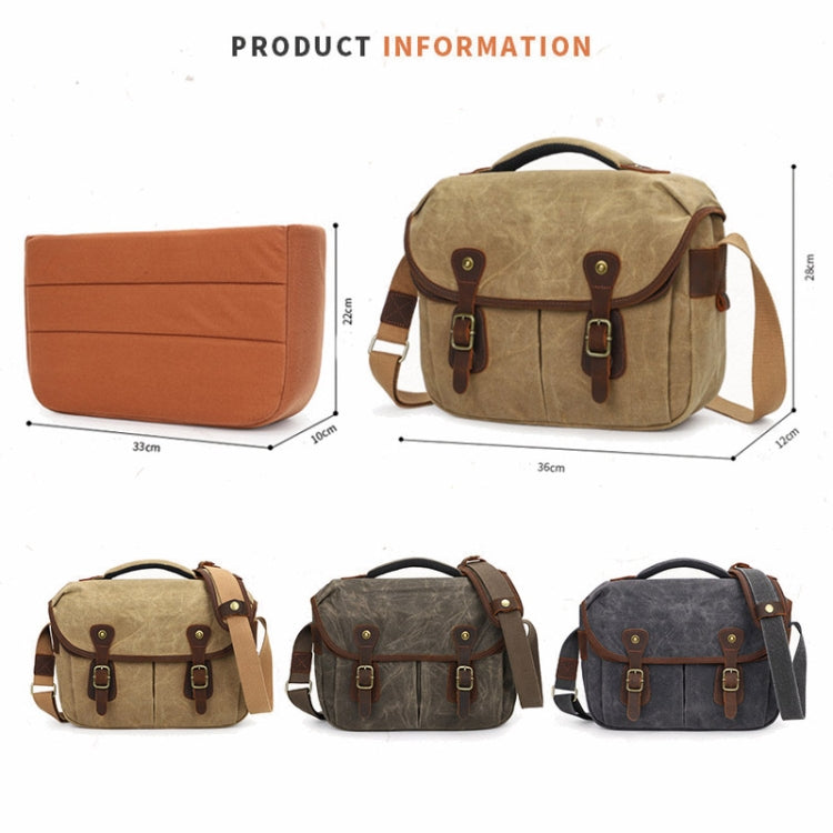 Outdoor Crossbody Photography Bag Vintage Waterproof Canvas Camera Bag(LR Army Green)