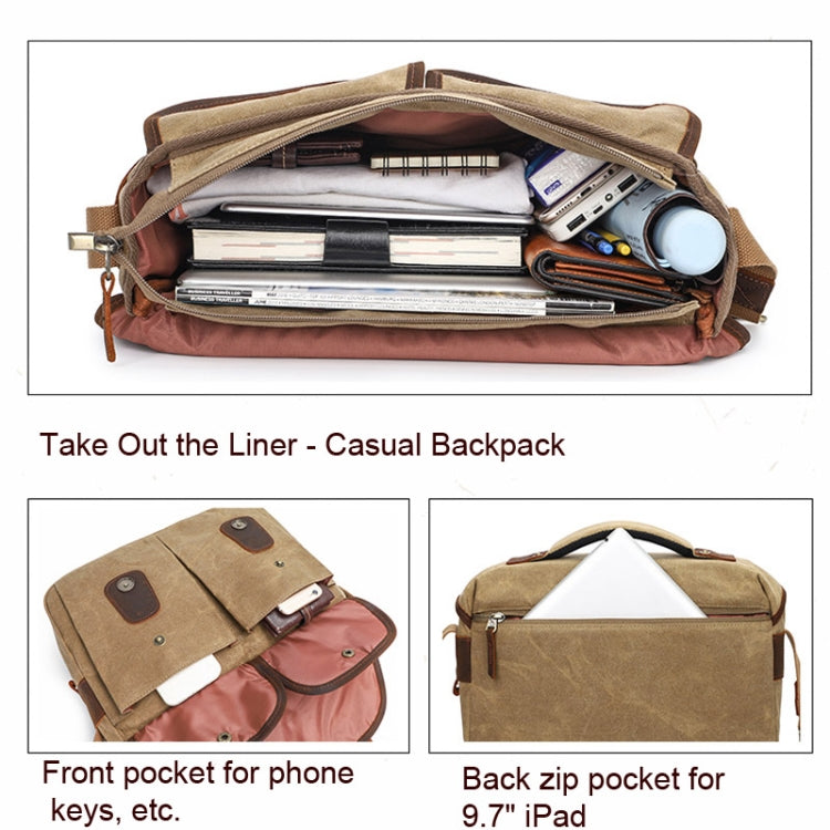 Outdoor Crossbody Photography Bag Vintage Waterproof Canvas Camera Bag(LR Army Green)