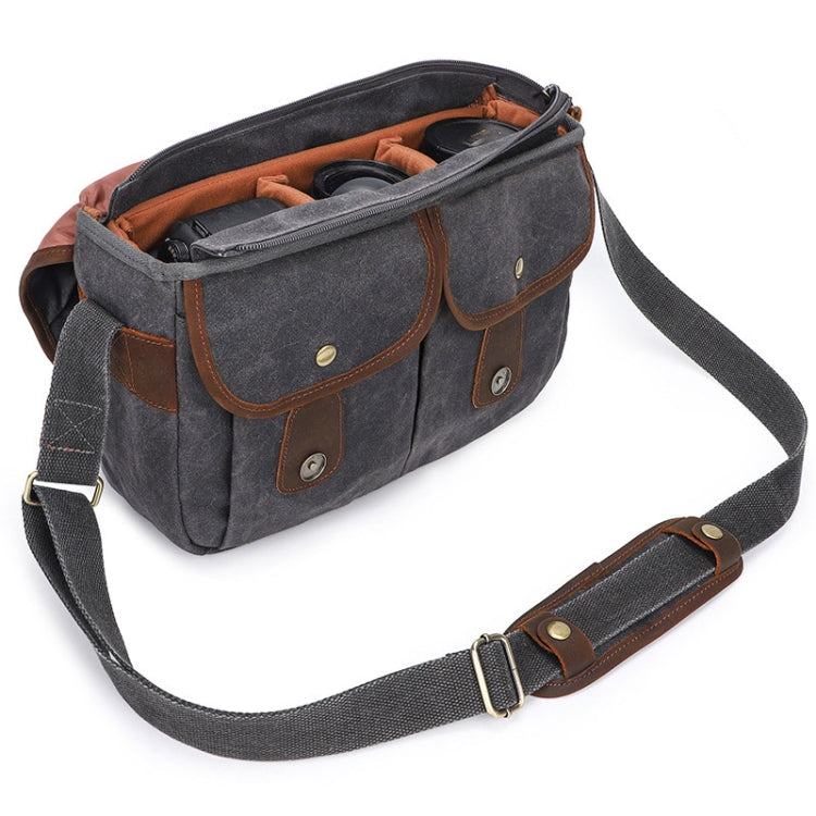 Outdoor Crossbody Photography Bag Vintage Waterproof Canvas Camera Bag(LR Army Green)